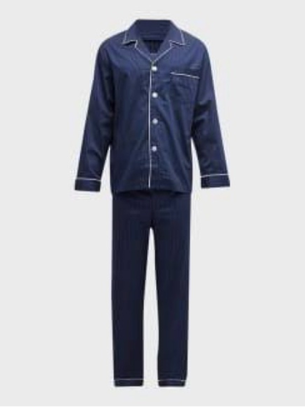 NWT Navy Blue Pajama Set with Contrast Piping PANTS BUTTON UP
